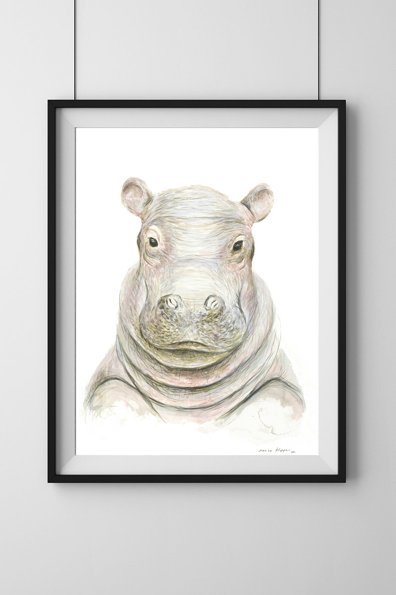 "Baby Hippo" Print - Image 2
