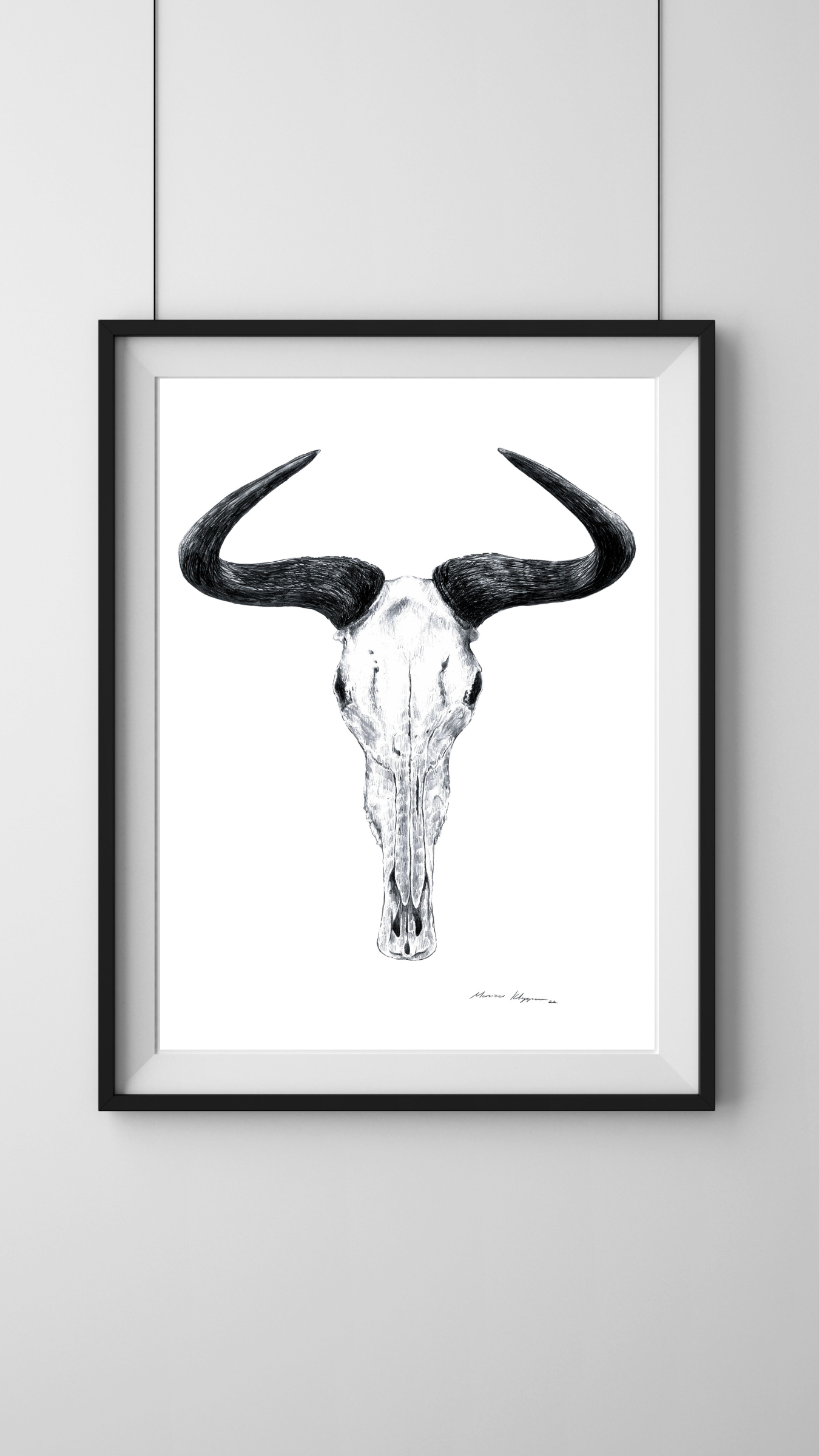"Blue Wildebeest Skull" Print A3 - Image 2
