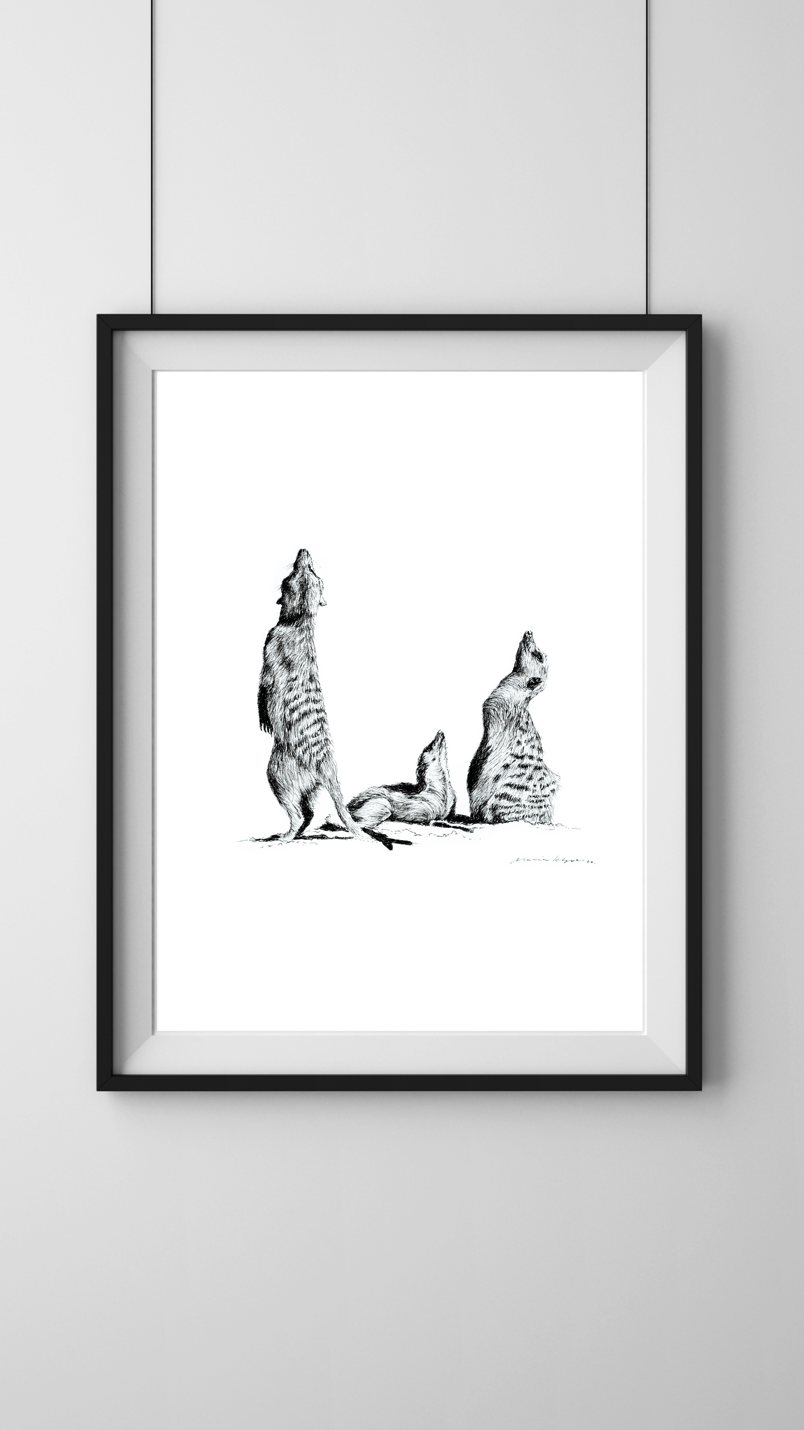 "August Meerkat" Pen Drawing A4 - Image 2