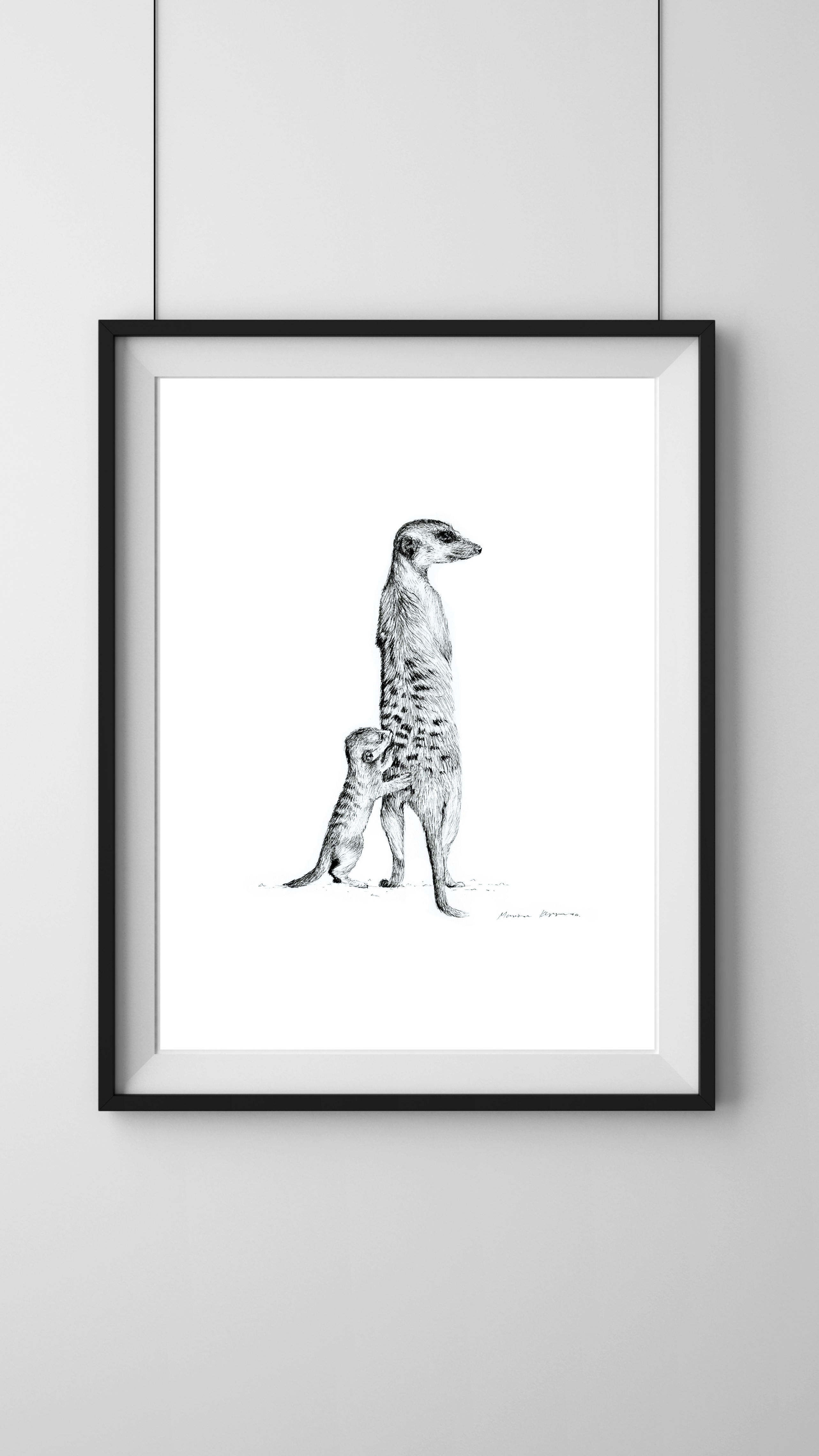 "June Meerkat" Pen Drawing A4 - Image 2