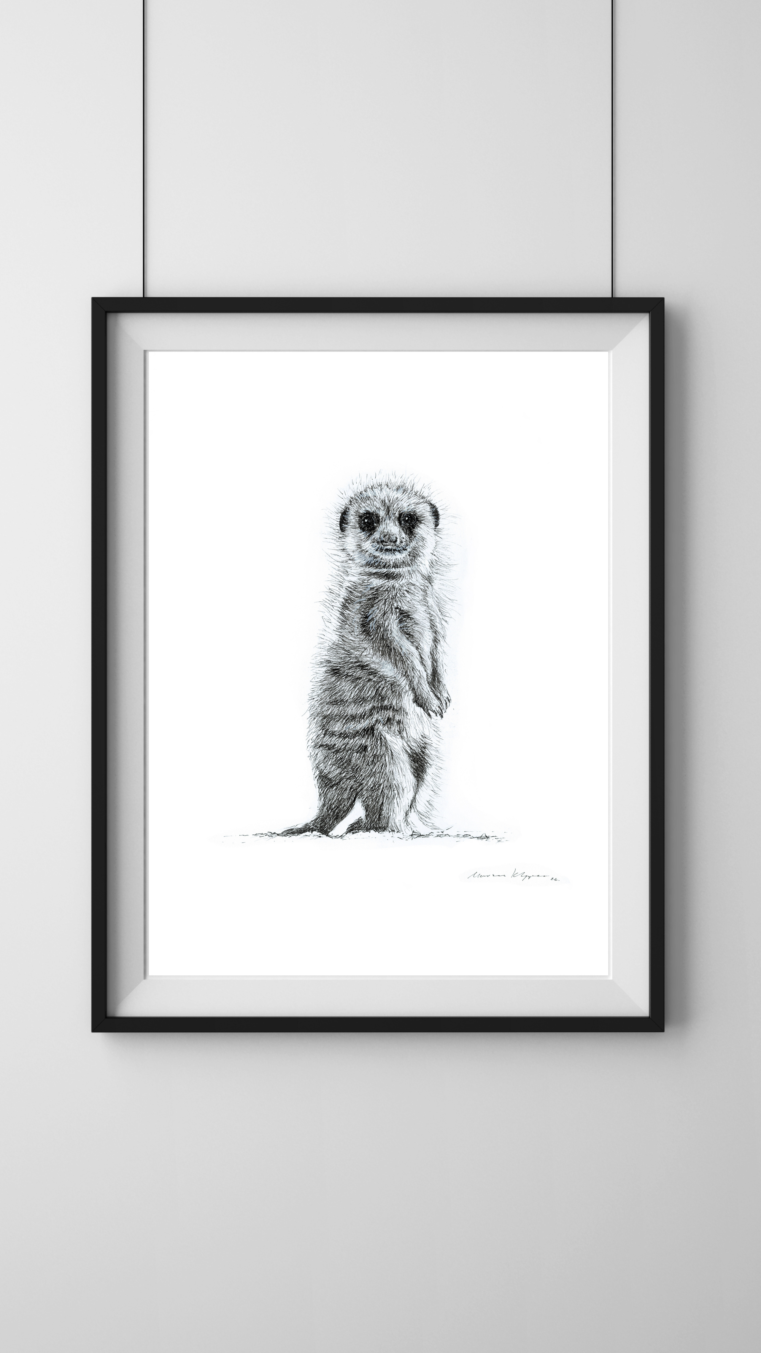 "November Meerkat" Pen Drawing A4 - Image 2