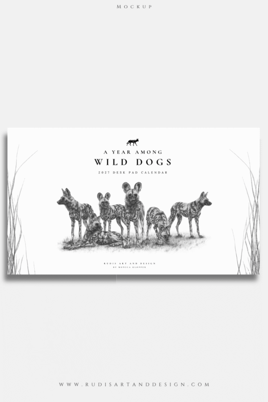2027 Wild Dog Themed Deskpad Calendar
